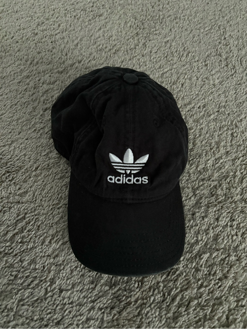 Adidas Black Trefoil Baseball Cap with White Logo